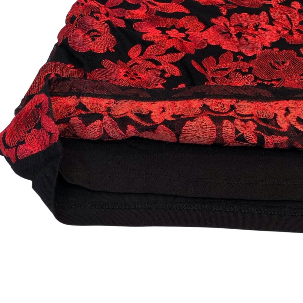 NWT INC International Going Global Red Black Sleeveless Lace Top Longer Length - Picture 14 of 16